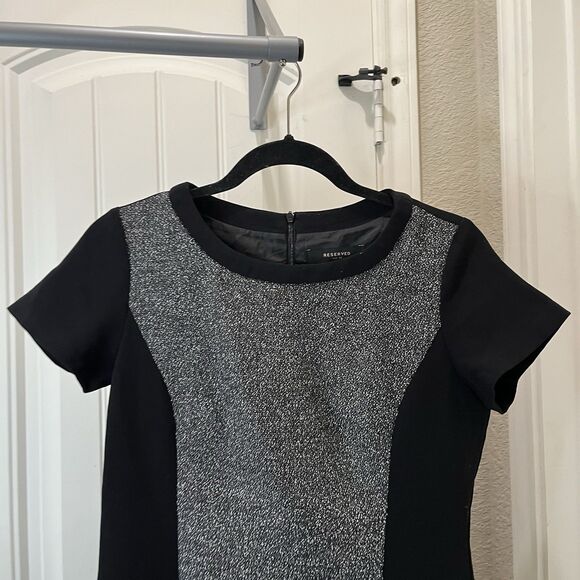 Reserved Womens Black Dress Gray Panel Pencil Career Professional SIze 36 US 4 - Picture 2 of 11